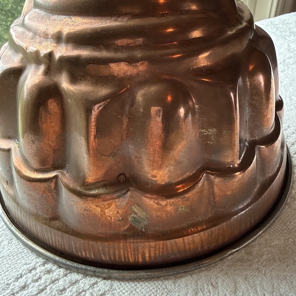 Antique Copper Pudding Jelly Mould Large Tin Lined Wall Decor - Picture 9 of 12